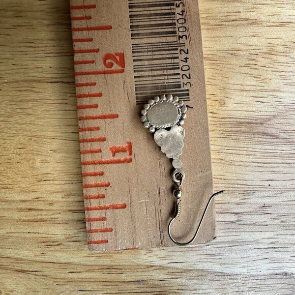 Vintage Abalone Shell Earrings Hook Dangle Ornate Gold Tone Fashion Jewelry 1.5" - Picture 5 of 6